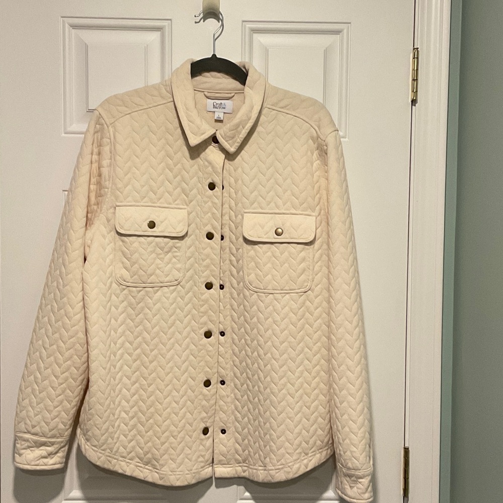 croft & barrow Cream Quilted Utility Shirt-Jacket